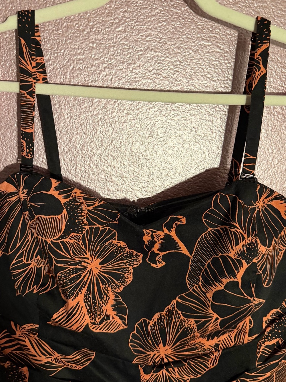 City Chic Convertible/Strapless Floral Fit-and-Flare Dress in Black and Coral